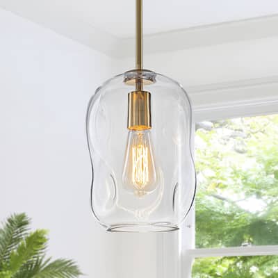 Starsky Modern 1-light Abstract Clear Glass Pendant Light - Gold