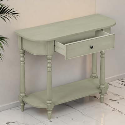 36" MDF Console Table with Drawer and Bottom Shelf and Carved Legs