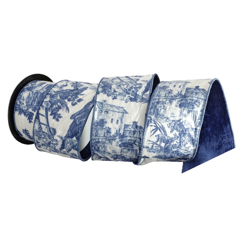 4"X10Y Velvet Toile Ribbon