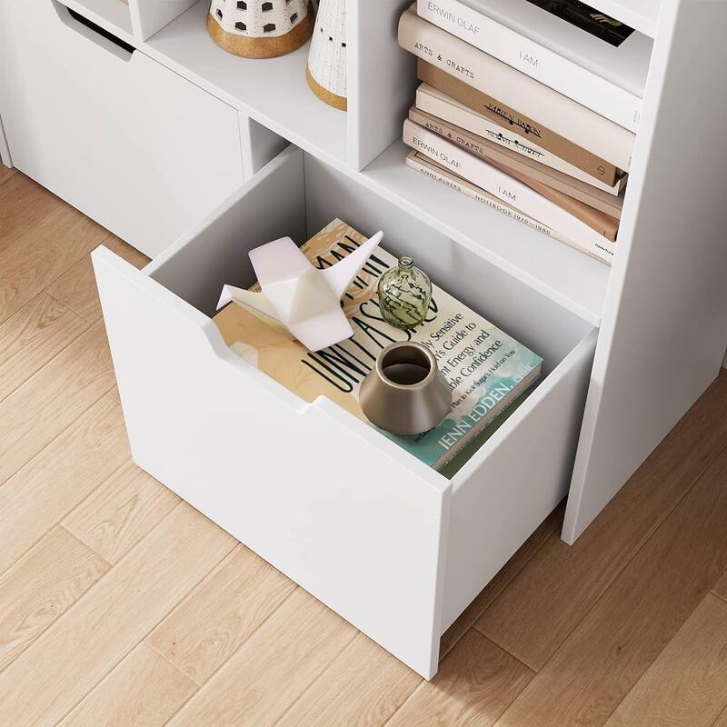 55.3" H Bookcase with Doors and Shelves