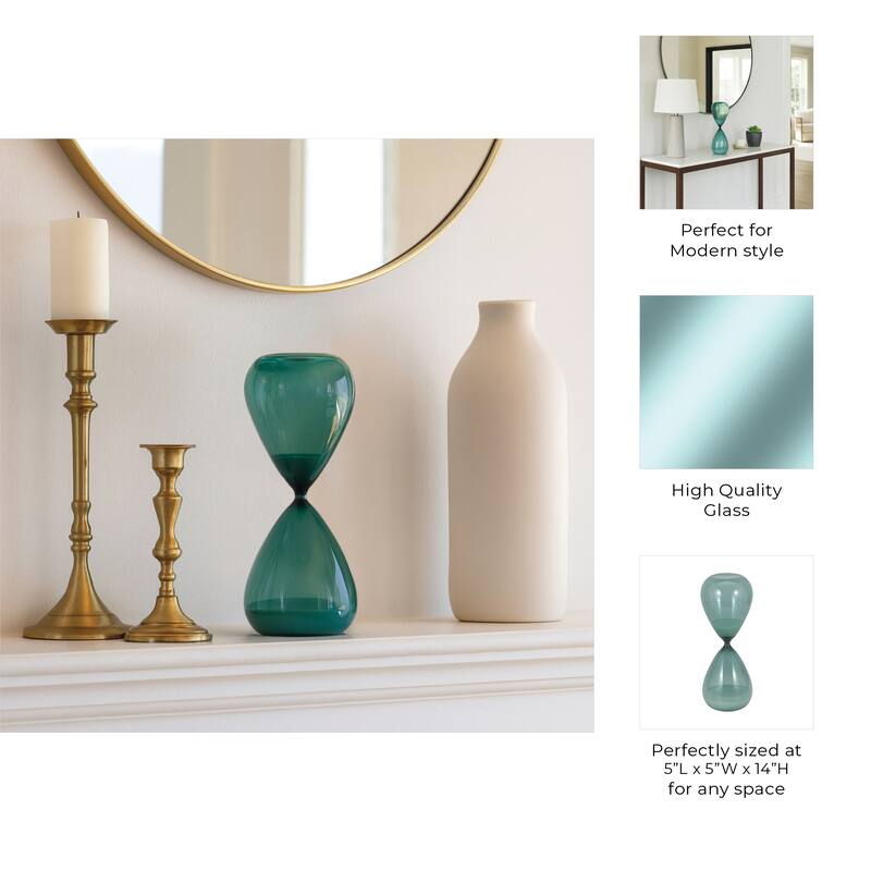 Modern Glass Hourglass Sculpture - Home Decor