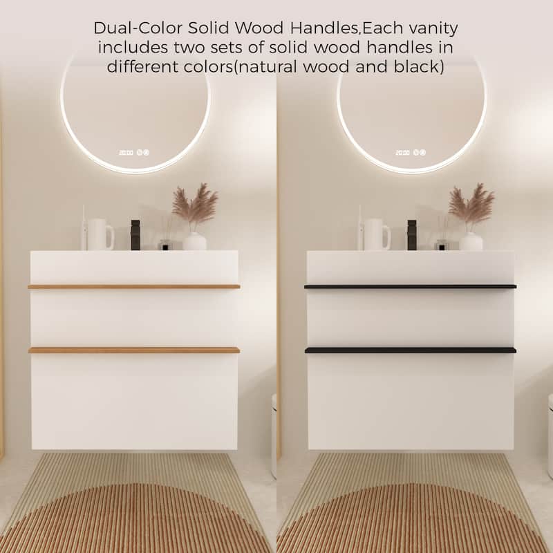 Wall Mounted Bathroom Vanity with Integrated Acrylic Sink