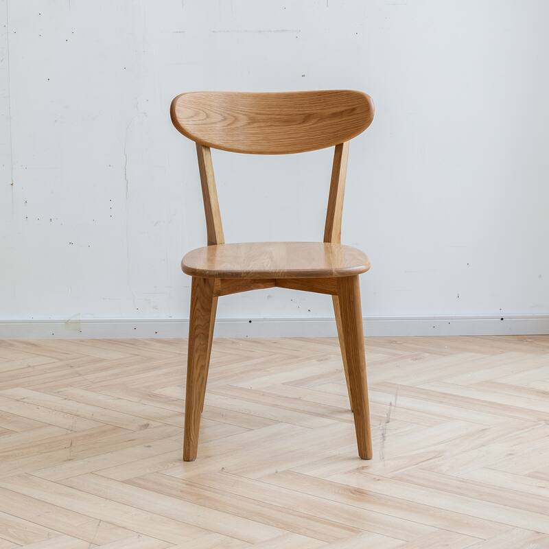 Set of 2 pcs Wooden FAS Grade Oak Dining Chair Natural Wood Living Room Chair Simple Natural