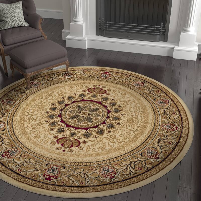 Soho Modern & Contemporary Medallion Indoor Area Rug - 5'3'' Round - Ivory