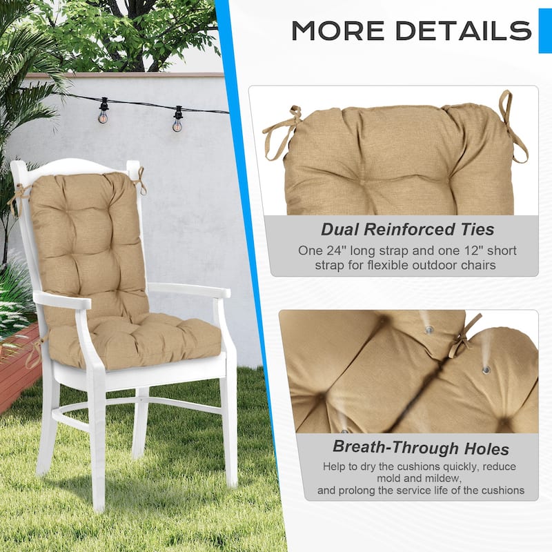Aoodor Outdoor 42"x 20" x5" Tufted Back Cushions Patio Replacement Chair Cushion, Set of 2
