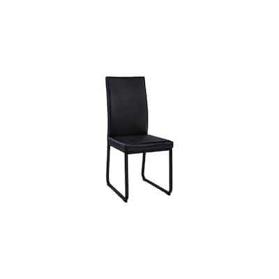 Classic Charm Dining Chairs - Set of 2 - Metal & Leather Upholstered - Satin Black Finish - Modern Kitchen Chairs - 38