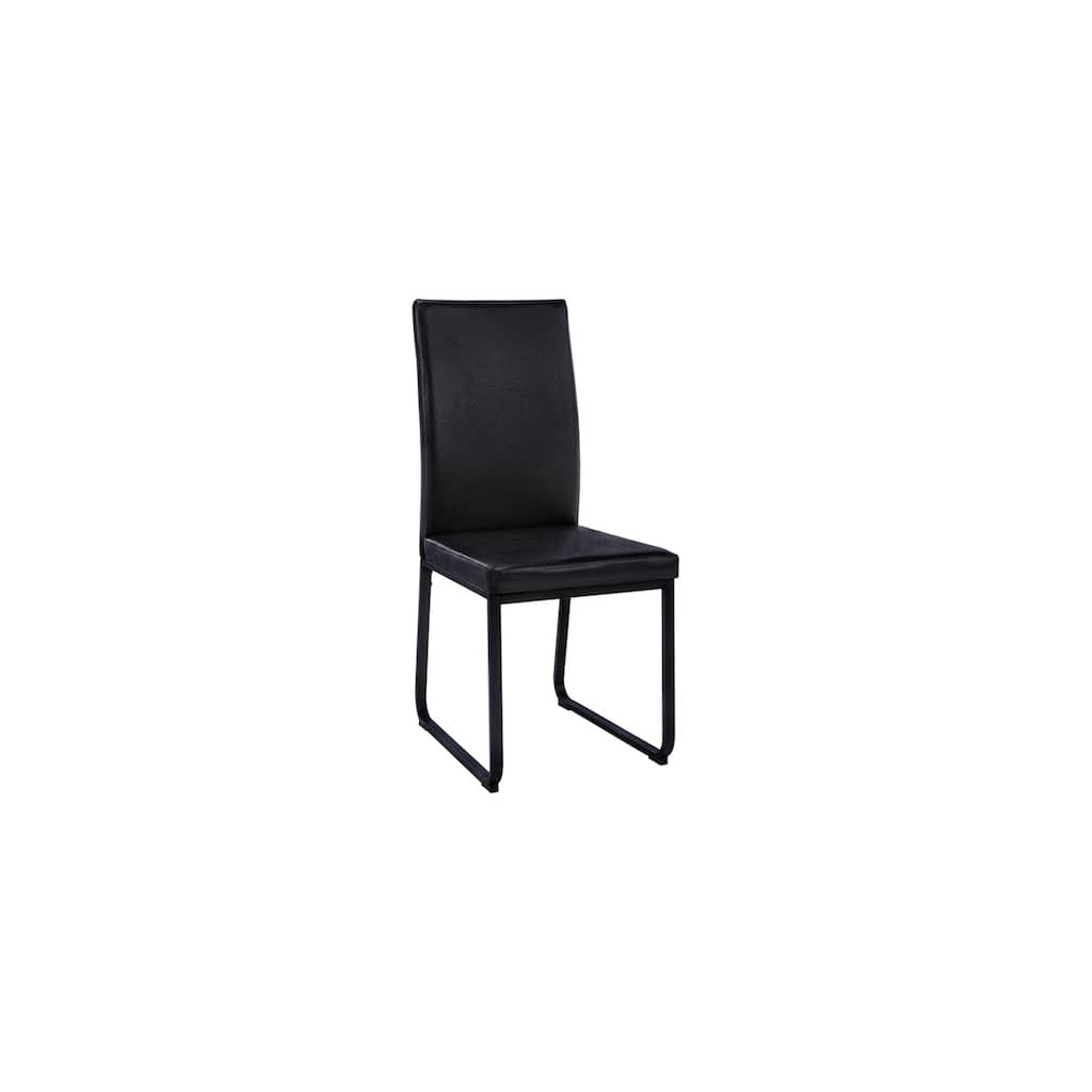 Classic Charm Dining Chairs - Set of 2 - Metal & Leather Upholstered - Satin Black Finish - Modern Kitchen Chairs - 38