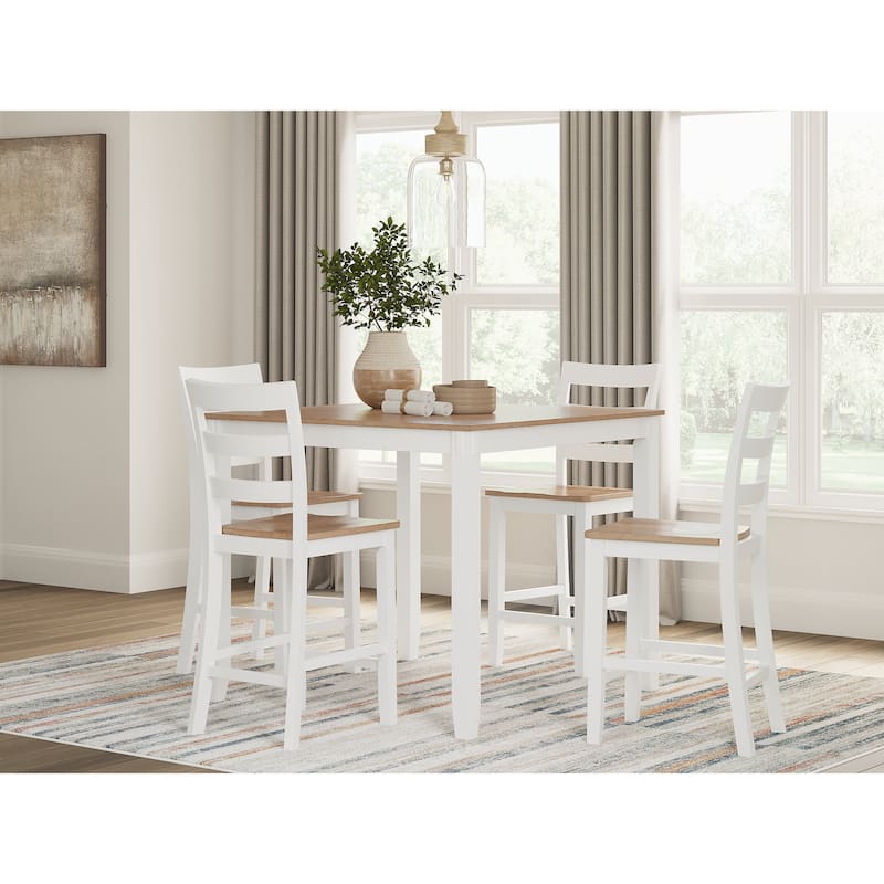 Signature Design by Ashley Gesthaven Counter Height Dining Table and 4 Barstools (Set of 5) - Light Brown/White
