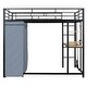 preview thumbnail 17 of 21, Metal Loft Bed with Desk,Shelves,Power Outlet,LED Light and Wardrobe