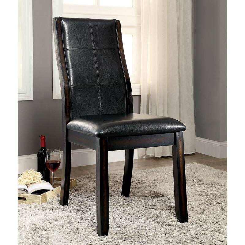 Set of 2 Espresso Leatherette Dining Chairs - Espresso