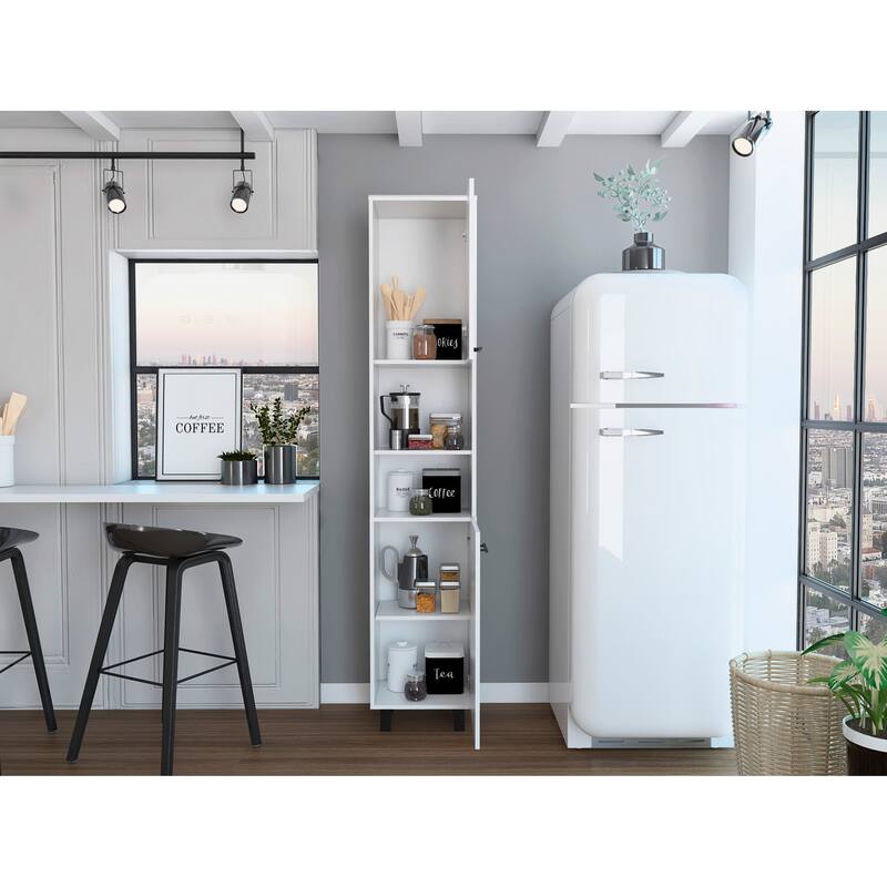 Food Storage Room with Four Legs, Three Internal Shelves, Two Racks, and Two Cabinets