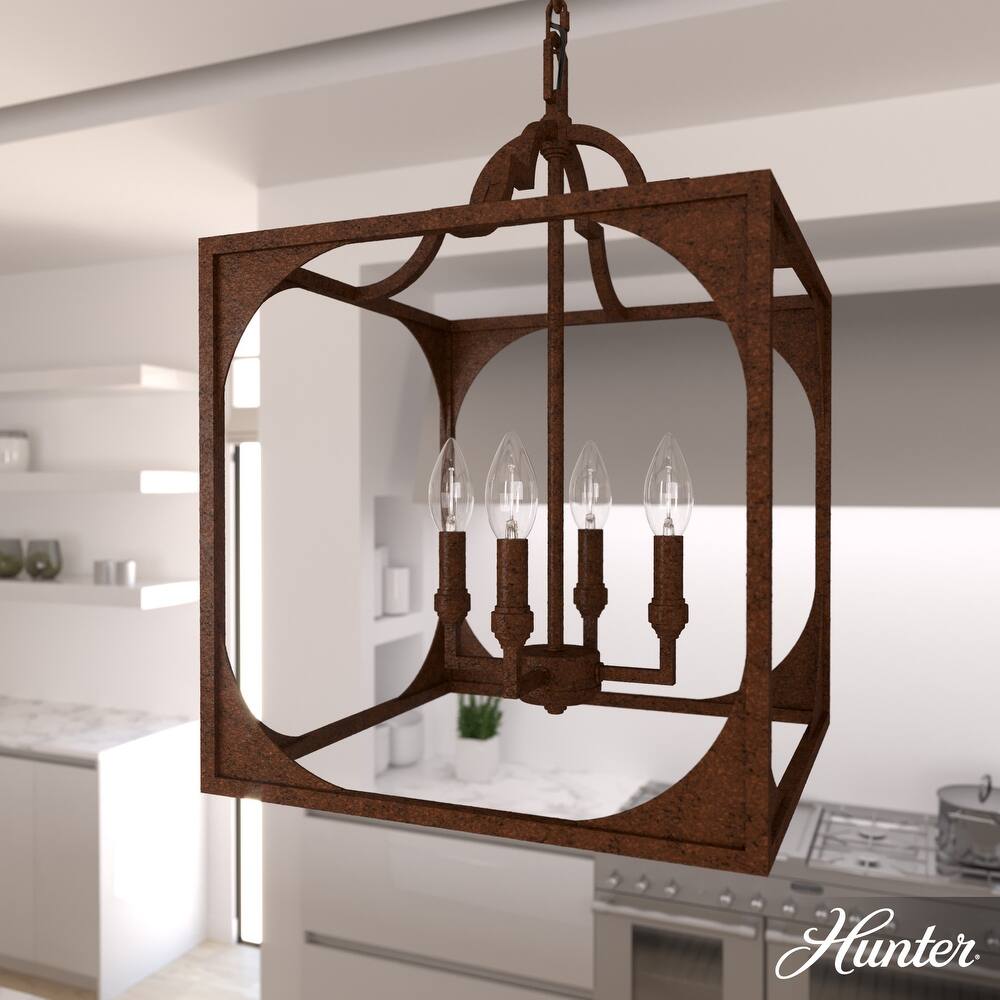 Hunter 15" Highland Hill 4-Light Pendant - Kitchen Island, Dining Room, Entry - Farmhouse, Rustic