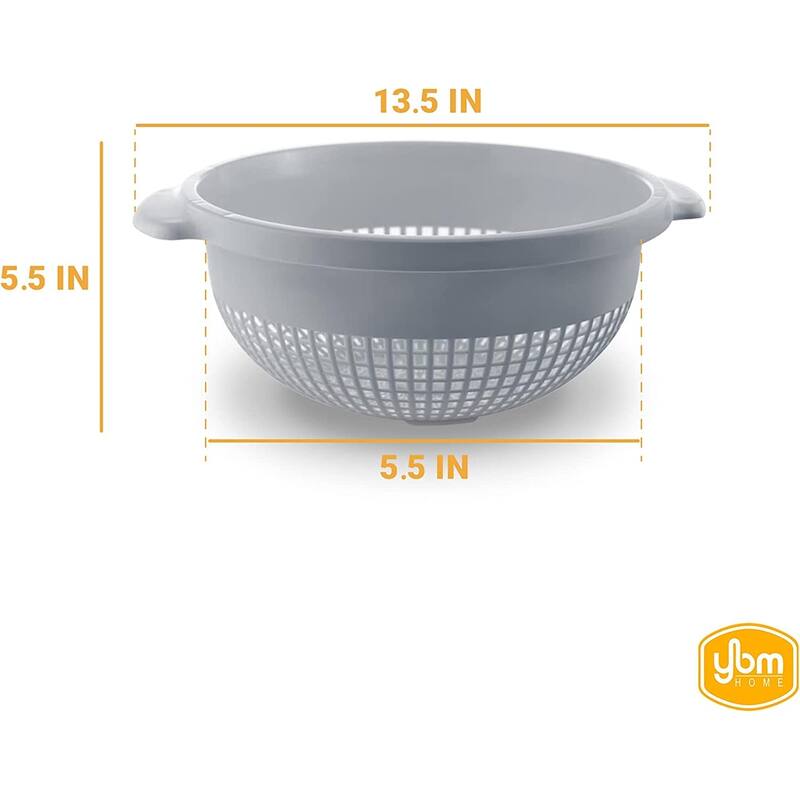 YBM Home 14 In. Round Deep Plastic Colander for Pasta, Vegetables
