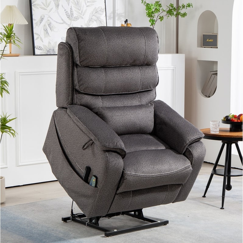 Deluxe Version Dual Motors Power Lift Recliner,Lay Flat 74.8 " Length,100% Polyester,Message/Heat,Eazy Assemble