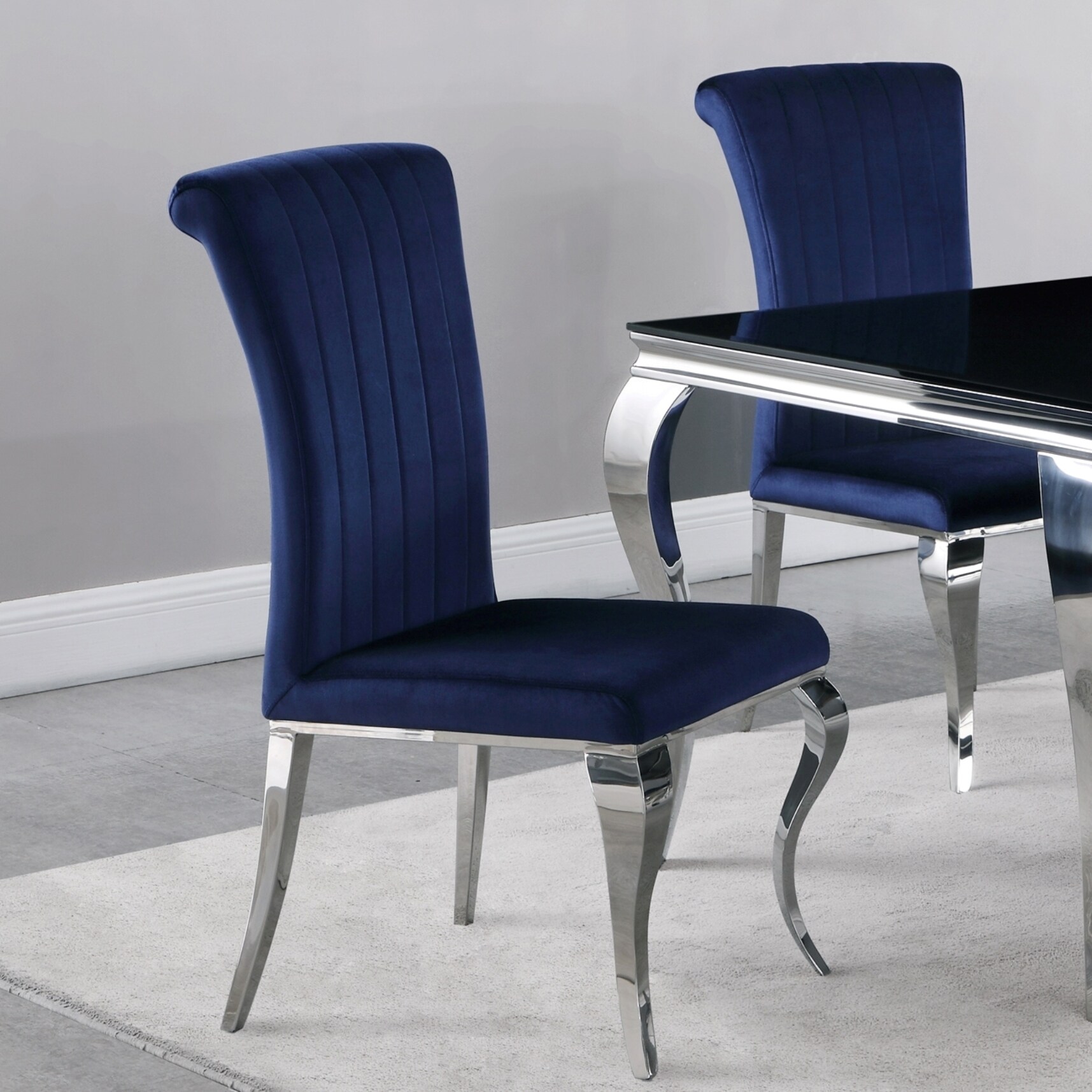 Blue velvet dining best sale chairs set of 4