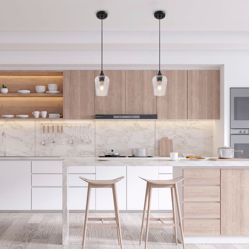Modern Industrial Mini Pendant Lights with Adjustable Height, Set of 2