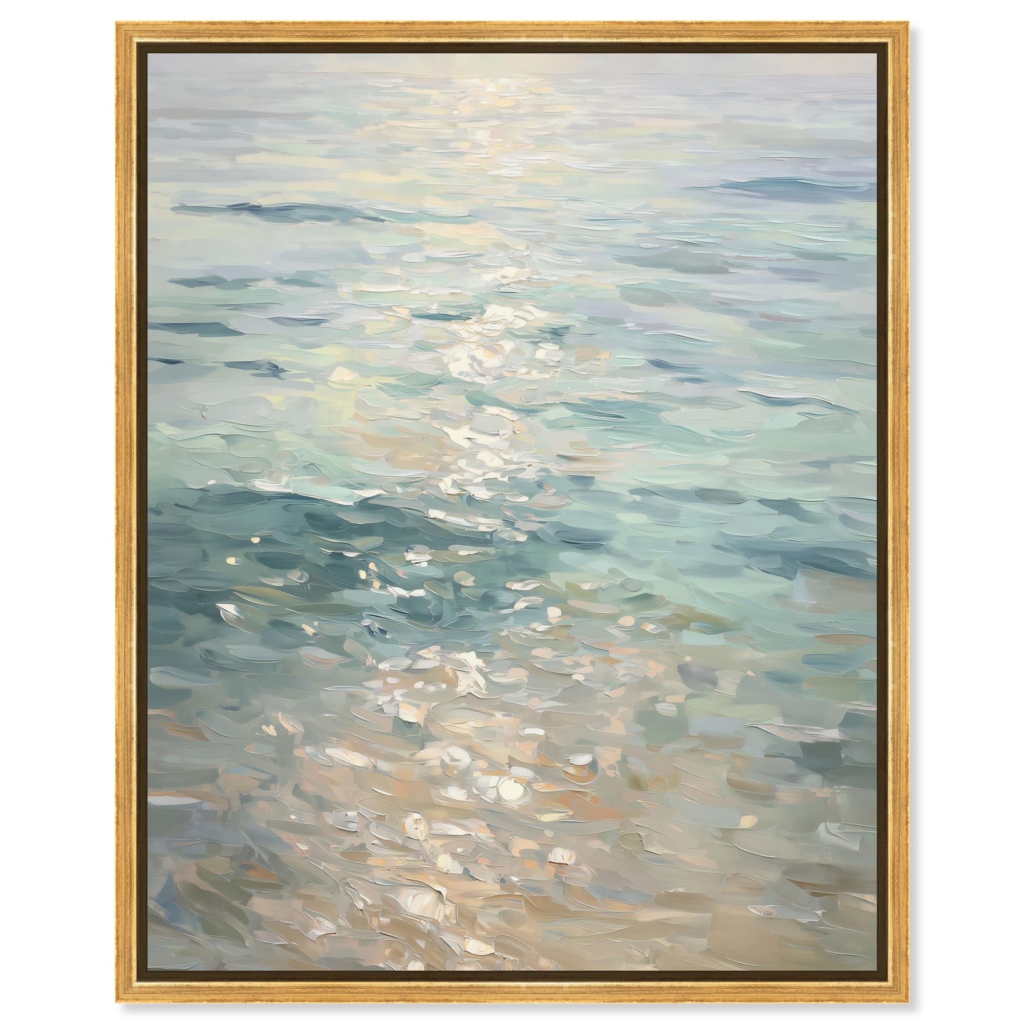 Sea Sunset Coastal Decor Framed Canvas Print by Art Remedy