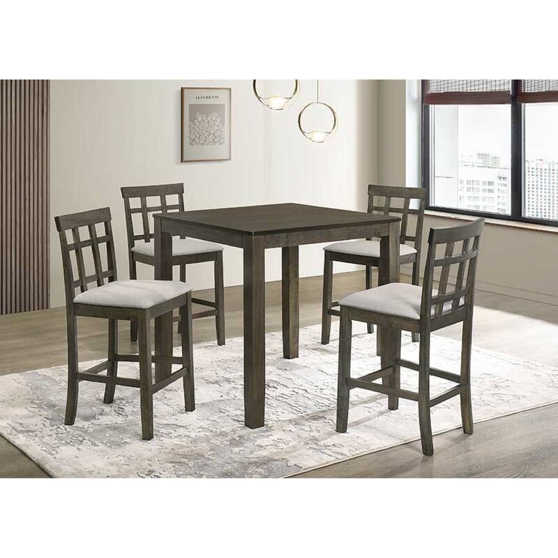 2-Piece Counter Height Chair Set - Gray Upholstered Seat with Slatted Back