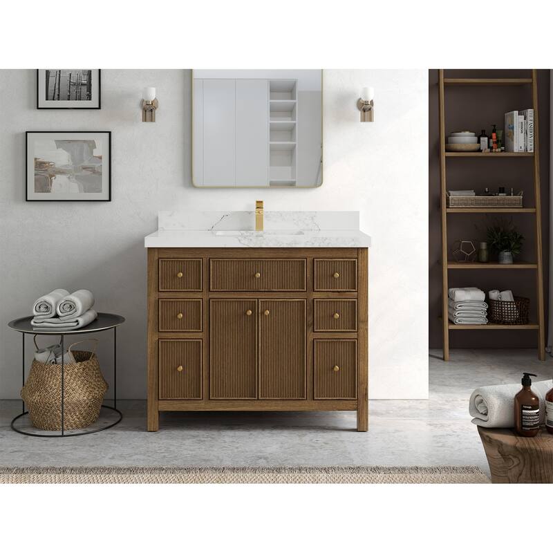 Willow Collections 42 in. W x 22 in. D Sonoma Teak Single Sink Bathroom Vanity with Countertop
