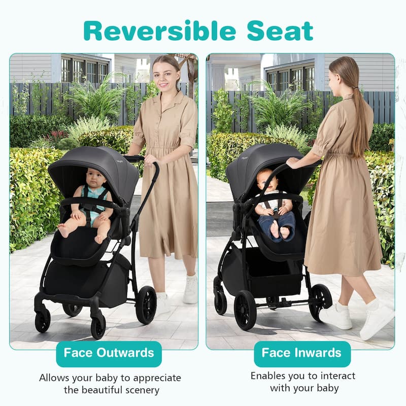 Babyjoy 2 in 1 Baby Stroller Folding High Landscape Pushchair with - See Details