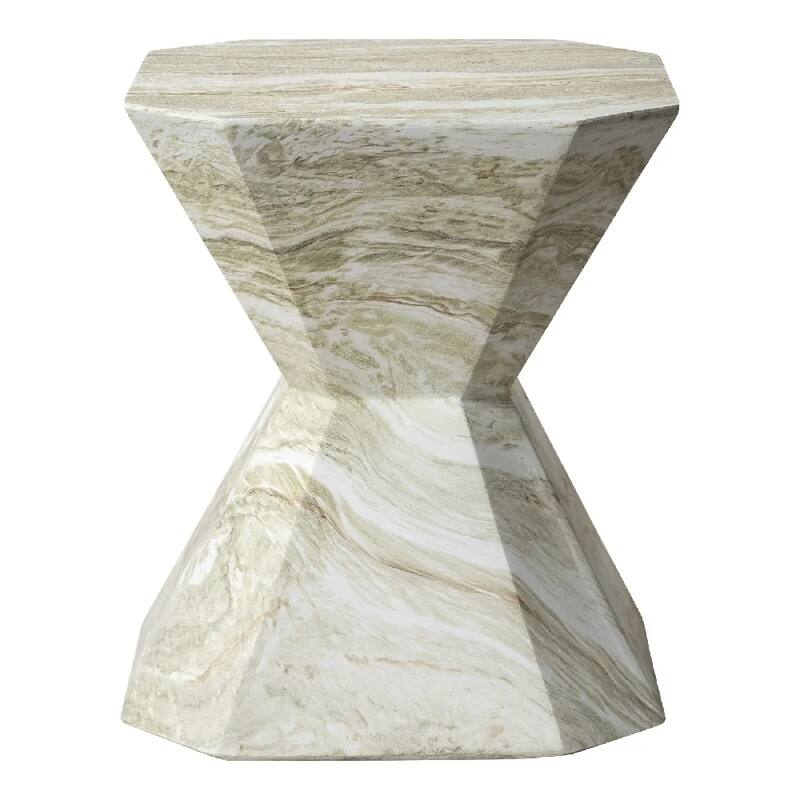 Azure 17" Fiberstone Octagonal Accent Side End Table for Patio, Garden, Living Room, Bedroom, or Home Office Use - Assembled