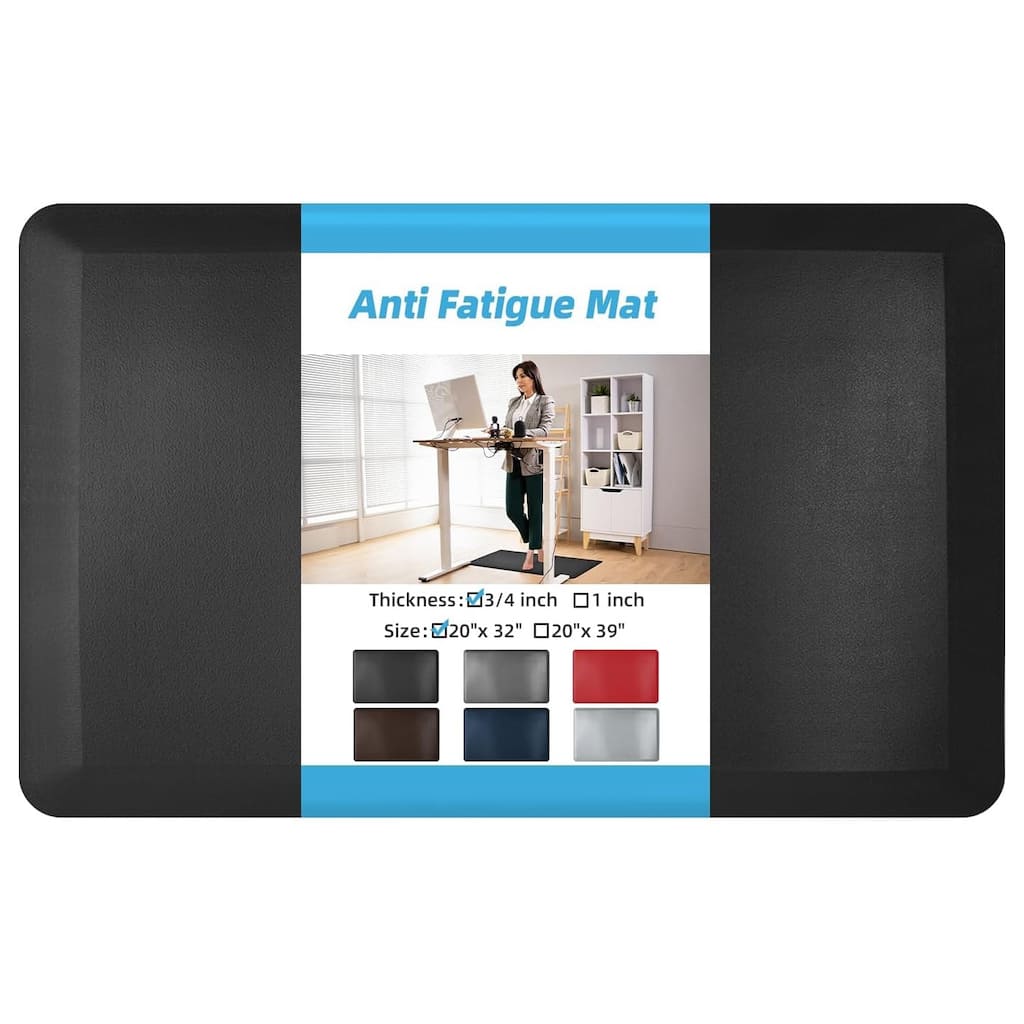 Art3d Memory Foam Floor Mat 32"x20"x0.75", Black Kitchen Mat - 32"x20"x0.75"