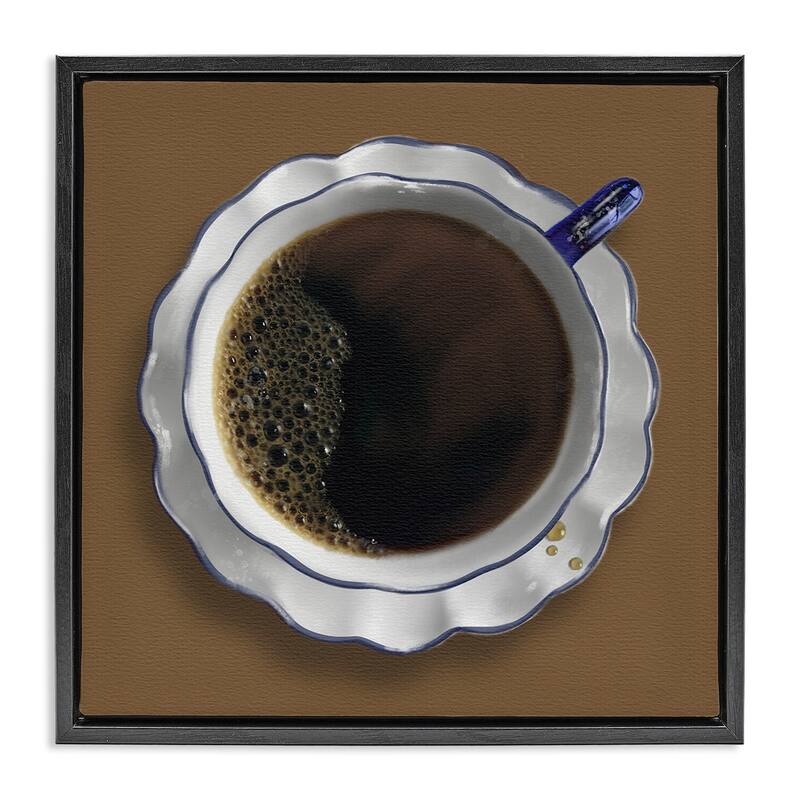 Stupell Aerial View Coffee Cup Framed Floater Canvas Wall Art Design By Matthew Piotrowicz - 25 x 25 - Black