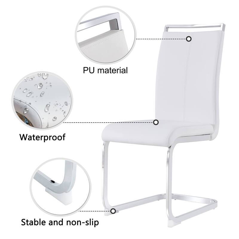 Modern Upholstered High Back Dining Chairs with C-Shaped Metal Legs