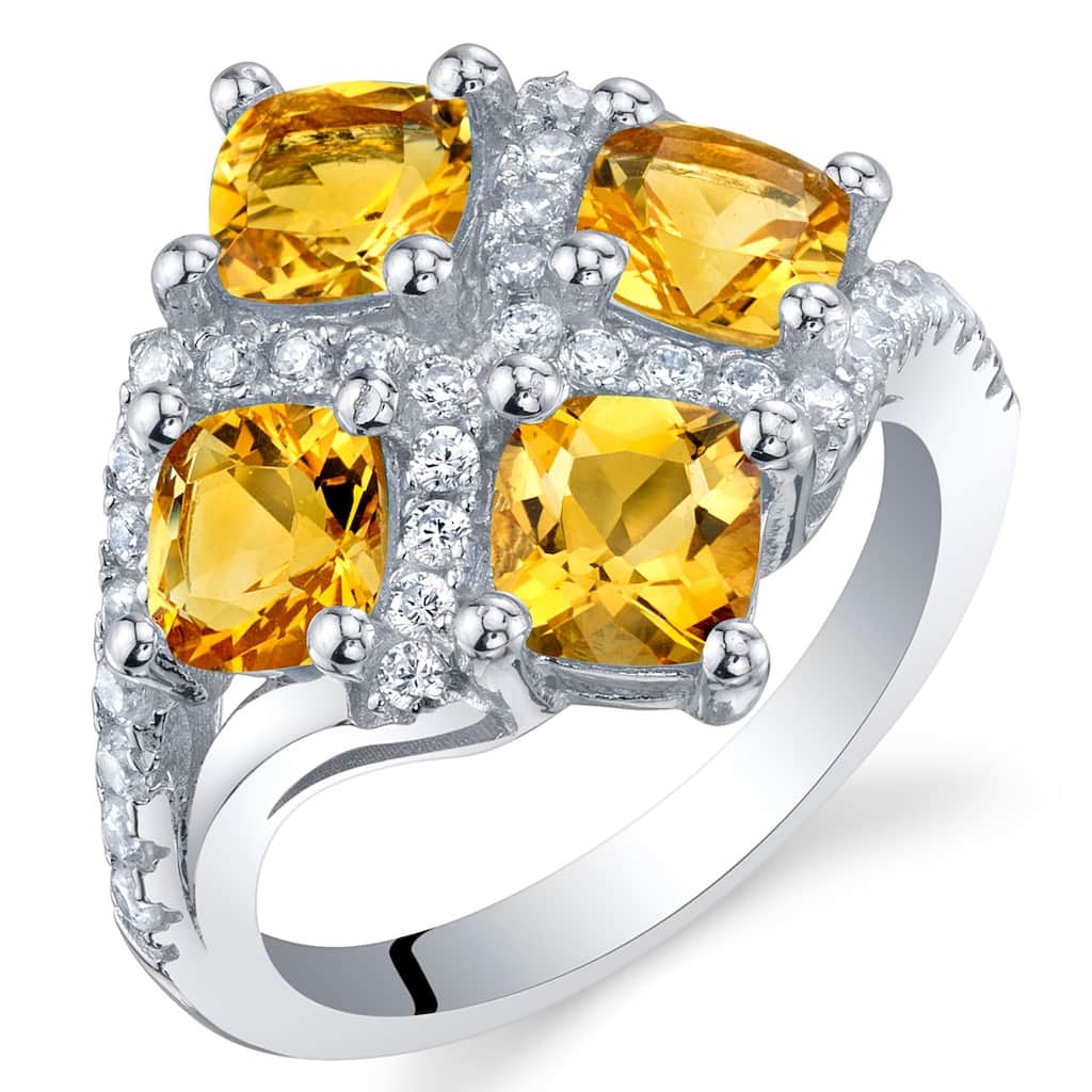 Sterling Silver 2 ct Citrine Birthstone Ring