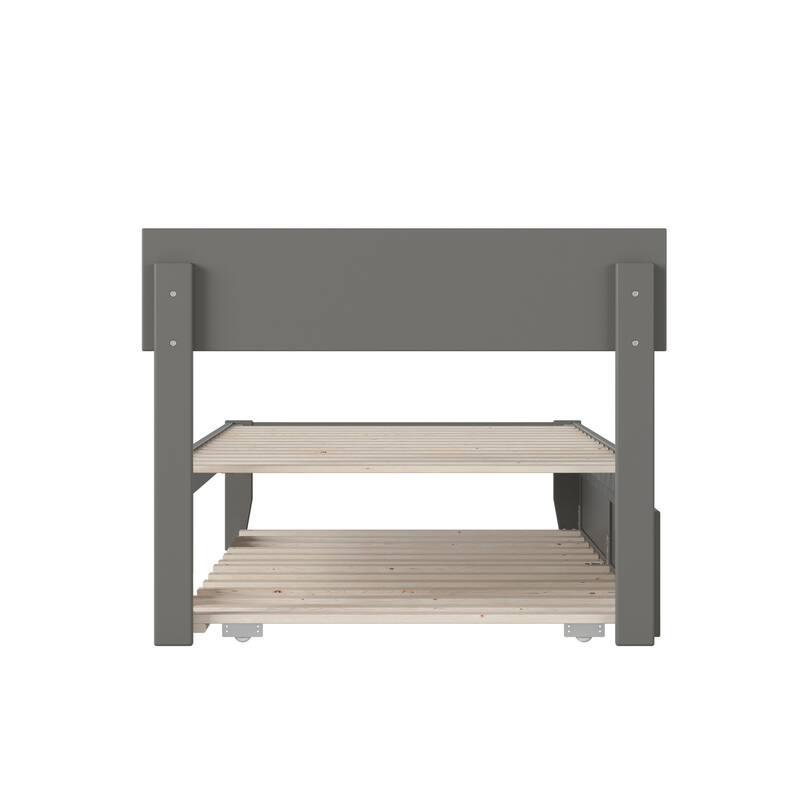 Modern Muse Platform Bed with Trundle - Twin XL - Grey Wood Bed Frame - Minimalist Design