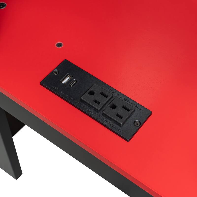 Full Size Esports Loft Bed, Built-In Gaming Station with Adjustable Desk, Wardrobe, Book Shelves, USB Port & RGB Strip Lighting