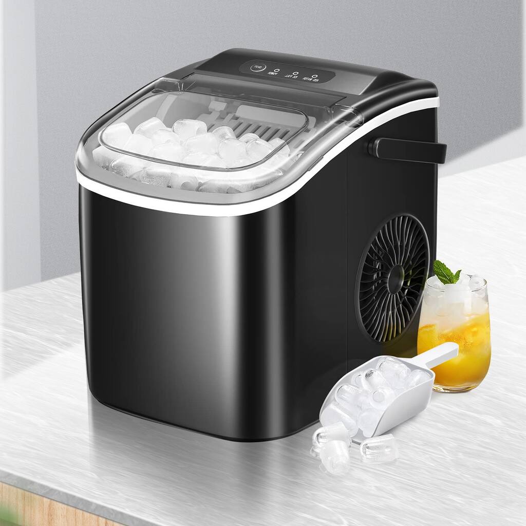 Compact Portable Ice Maker Countertop with Handle & Self-Cleaning, 26lbs