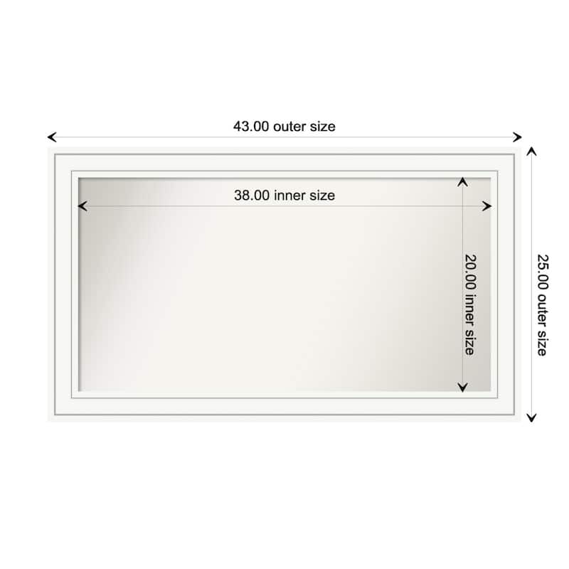 Craftsman White Framed Non-Beveled Custom Wall Mirror, Bathroom Vanity Mirror - Outer Size: 43 x 25