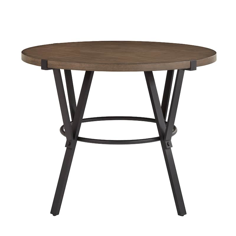 Bacalar Black Finish Metal Round Counter Height Table by iNSPIRE Q Modern - Brown