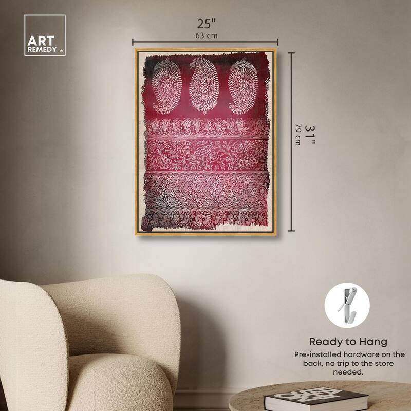 Burgundy Stamps Canvas by Art Remedy