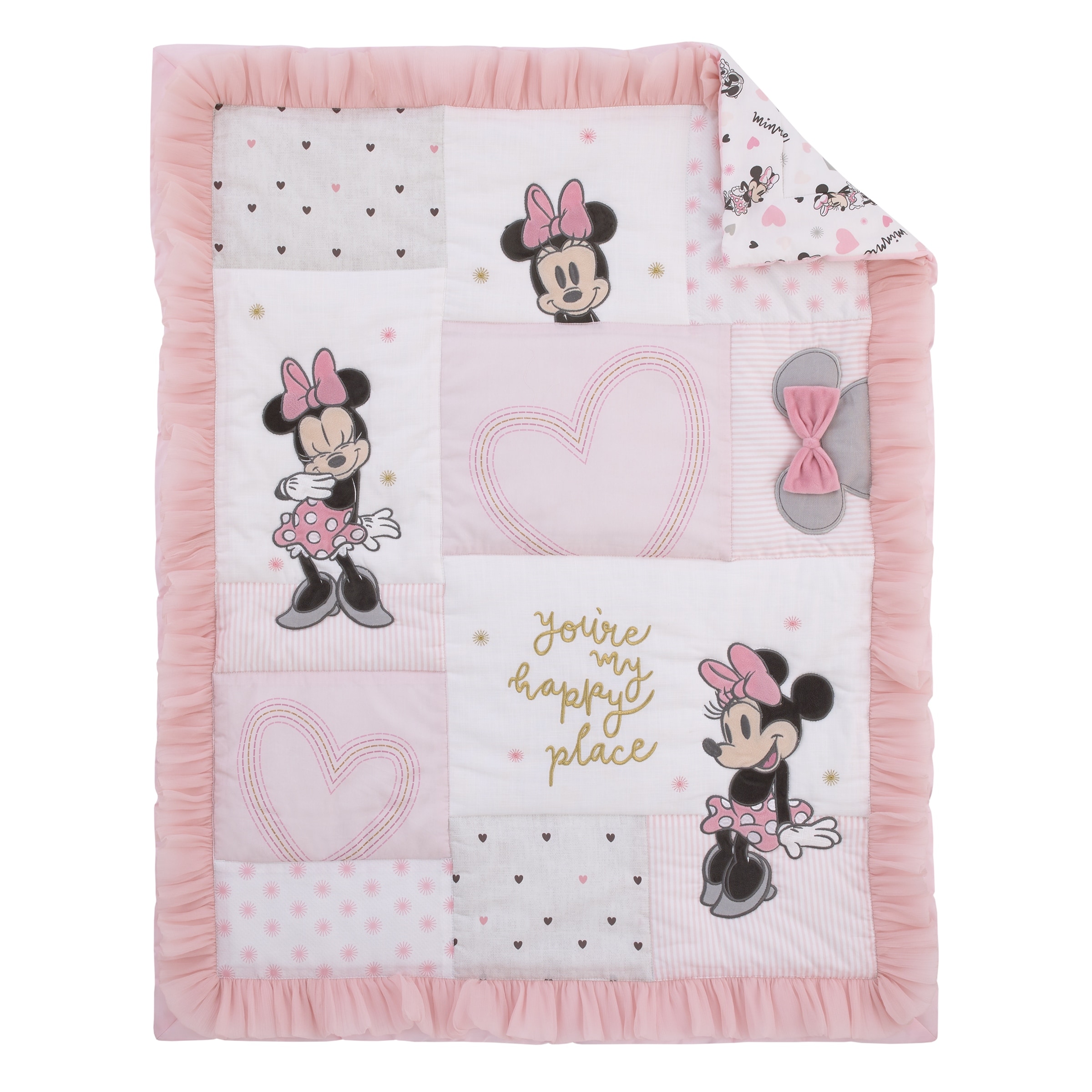 Disney Minnie Mouse My Happy Place Piece Nursery Crib Bedding Set