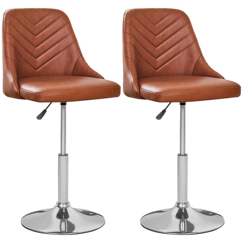 Javlergo Set of 1/2/3 Brown & White PU Leather Adjustable Swivel Bar Stools for Kitchen Living Room Office
