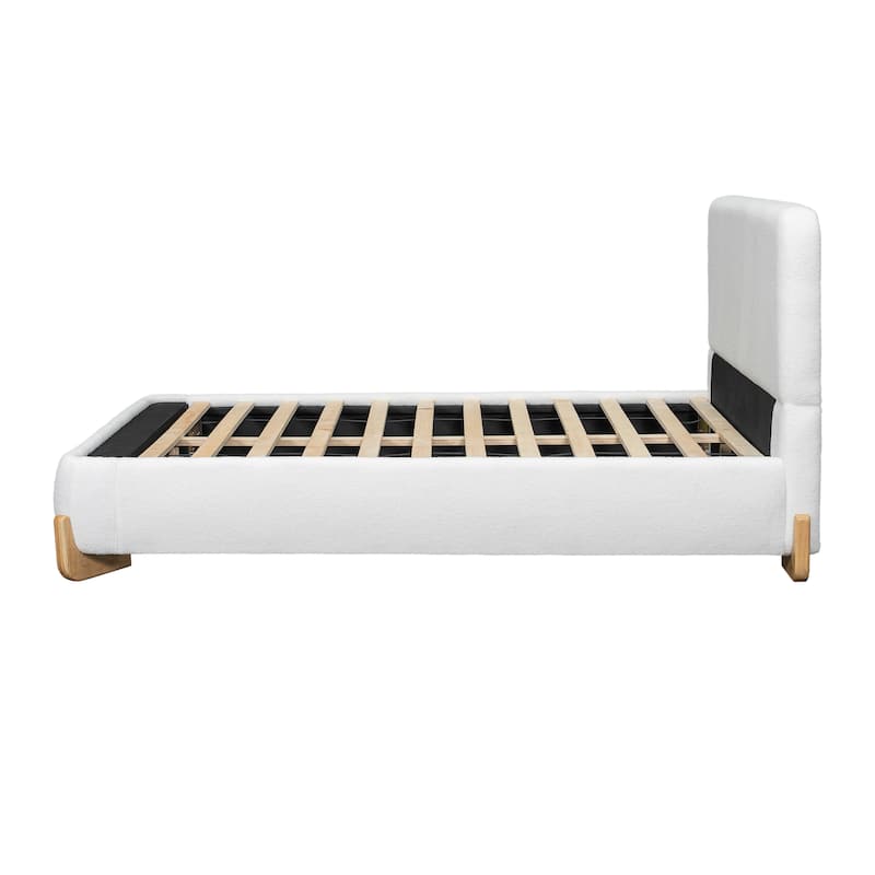 Full / Queen / King Elegant Boucle Upholstered Bed with Sturdy Wooden Legs and Luxurious Comfort