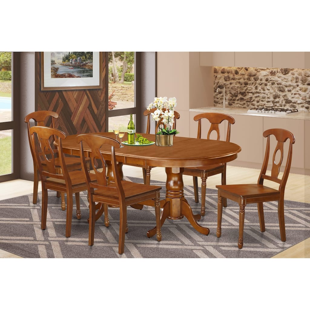 East West Furniture 7 Piece Dining Table Set- an Oval Dining Table with ...
