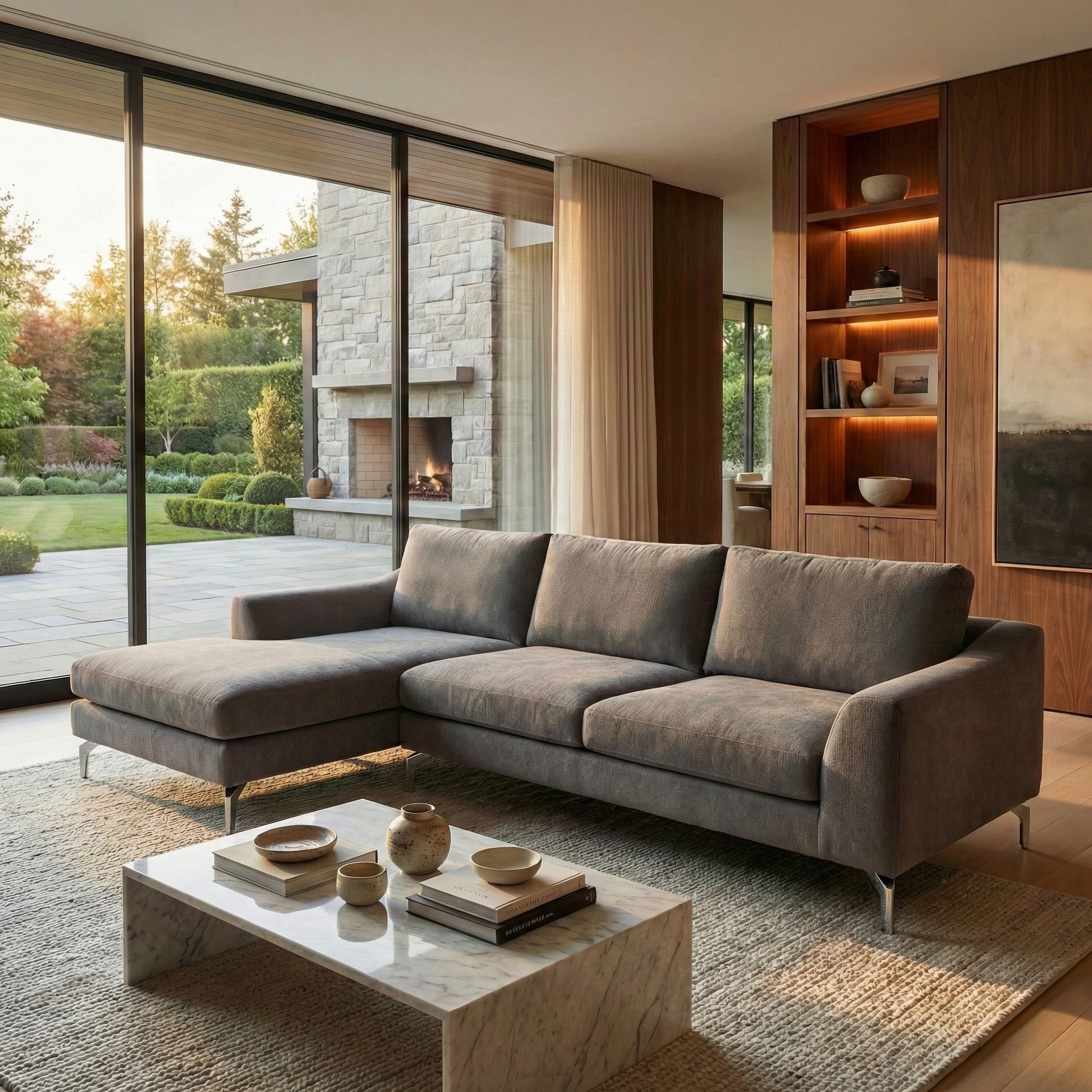 SAFAVIEH Couture Nicholsen Glam Pine Sofa, Anthracite - 106"W x 59"D x 31"H
