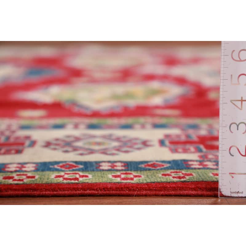Hand Knotted Oriental 100% Wool Carpet Traditional Geometric Red Kazak Area Rug - 11' 0'' X 8' 2''