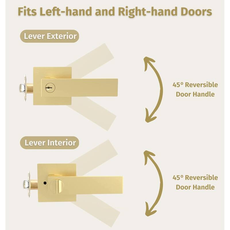 Mega Handles ROBELL Square Entry Lever and Deadbolt Combo | Front Door Lock Set | Modern Stainless Steel | Keyed Door Lever