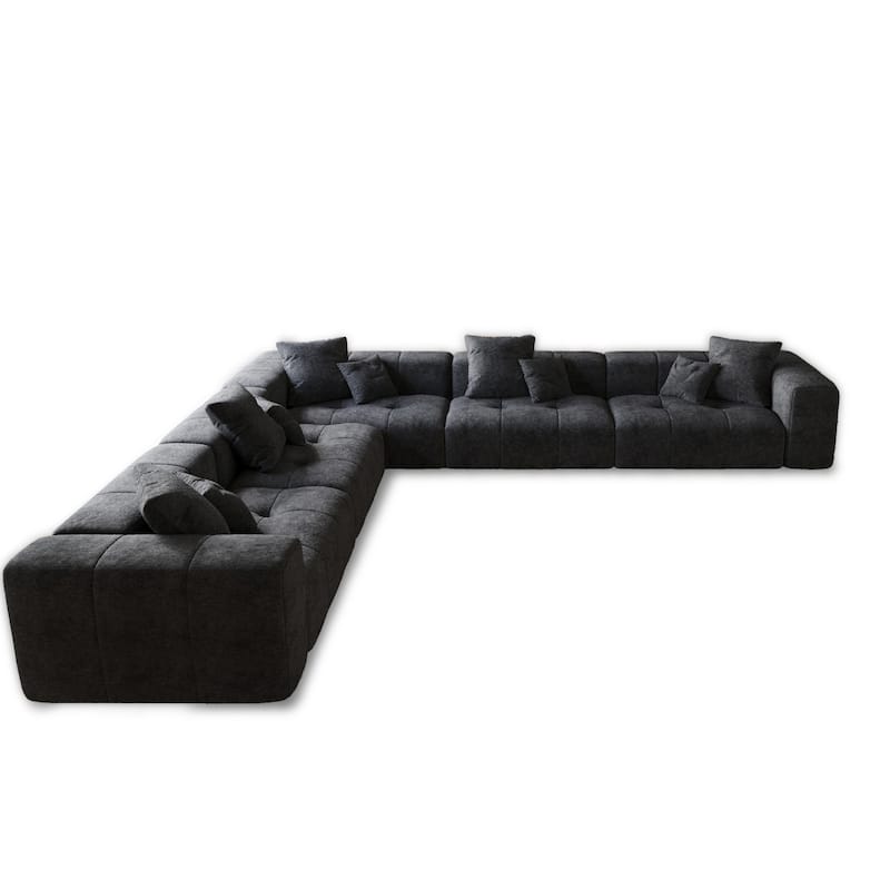 144'' W Extra Large Linen Corner Sectional Sofa Couch for Living Room Set