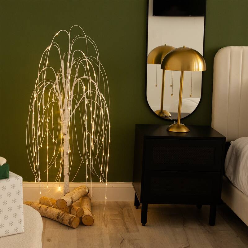 Pre-Lit Weeping Willow Artificial Christmas Tree - 4' - Warm White LED Lights