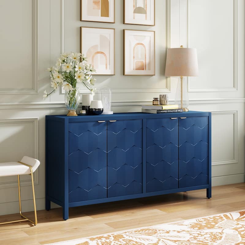 4-Door Storage Accent Cabinet Sideboard - Navy