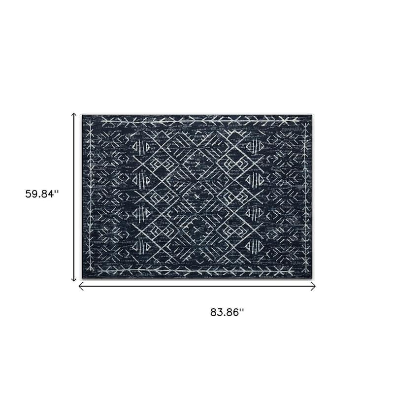 HomeRoots Abstract Geometric Casual Rectangle Area Rug - 5' X 7'