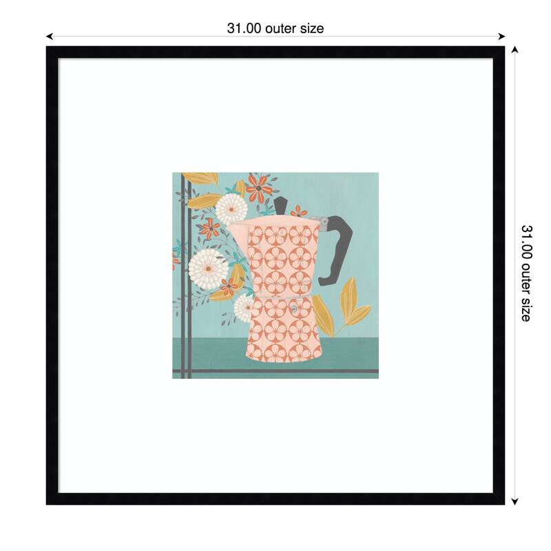 Whimsical Kitchen No. 1 by June Erica Vess Wood Framed Wall Art Print - 31 x 31 in - Black