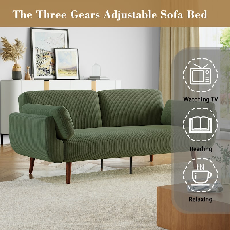 73.3" Wide Modern Corduroy Convertible Sleeper Sofa 3-position Loveseat