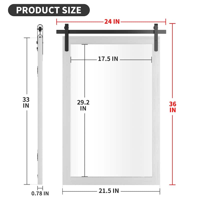 Farmhouse Barn Door Solid Wood Frame Bathroom Vanity Wall Mirror