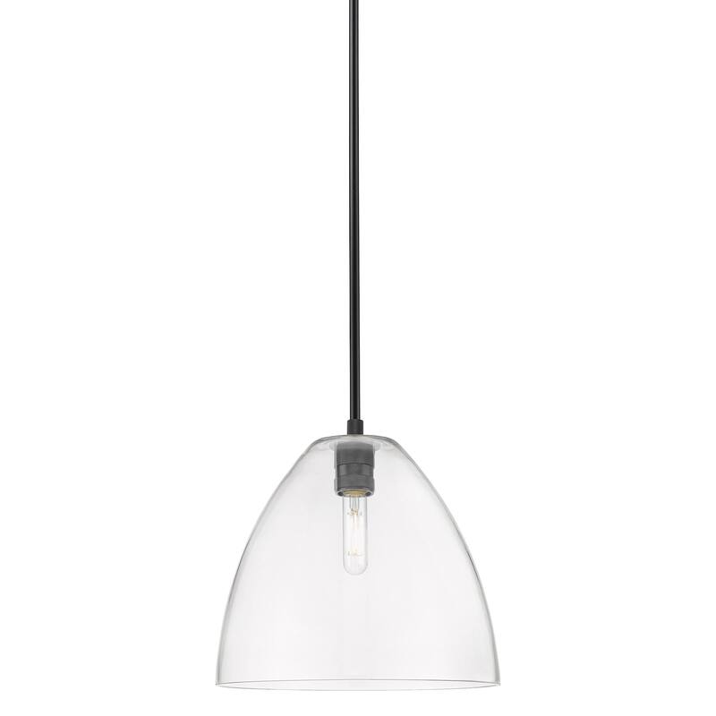 Innovations Lighting 434-1S-11-12 Crown Point Pendant Dome Crown Point - Matte Black / Clear